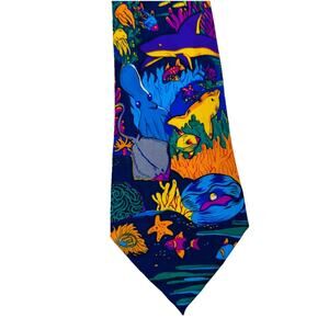 ROSETTI DEEP SEA COLORFUL OCEAN 100% SILK MENS TIE HAND MADE 3.75 x 59